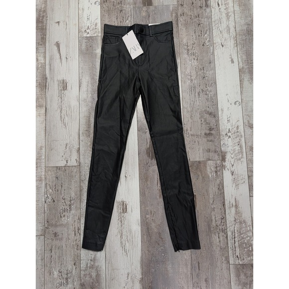 ZARA TRF Hi-Rise Faux Leather Leggings Side Zip Skinny Pants NWT Sz xs - Picture 3 of 6